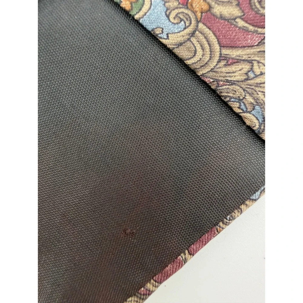 Graham & Lockwood London Mens Silk Tie Green Burgundy Paisley Floral Vintage UK
